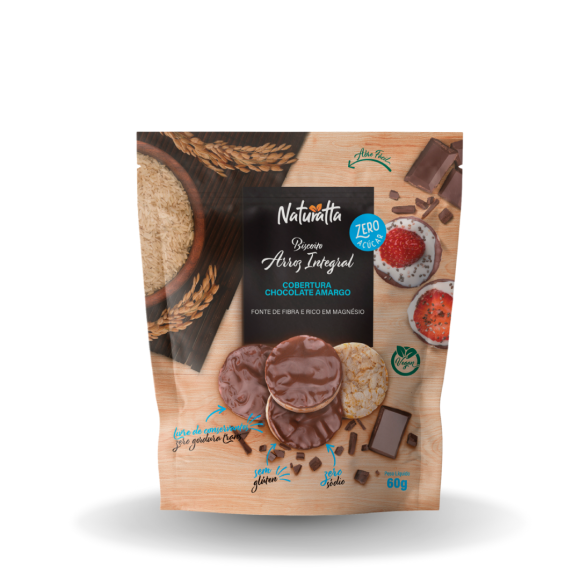 NATURATTA BISCOITO DE ARROZ INTEGRAL CHOCOLATE MEIO AMARGO 60G