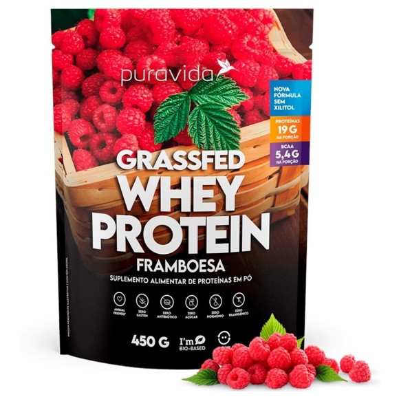 PURAVIDA GRASSFED WHEY PROTEIN 450G FRAMBOESA