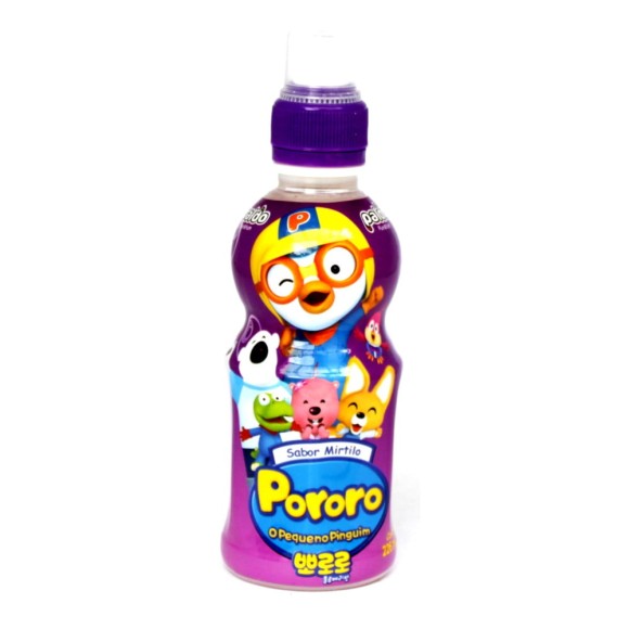 SUCO PORORO BEBIDA DE FRUTAS COREANA SABOR MIRTILO BLUEBERRY 226ML.