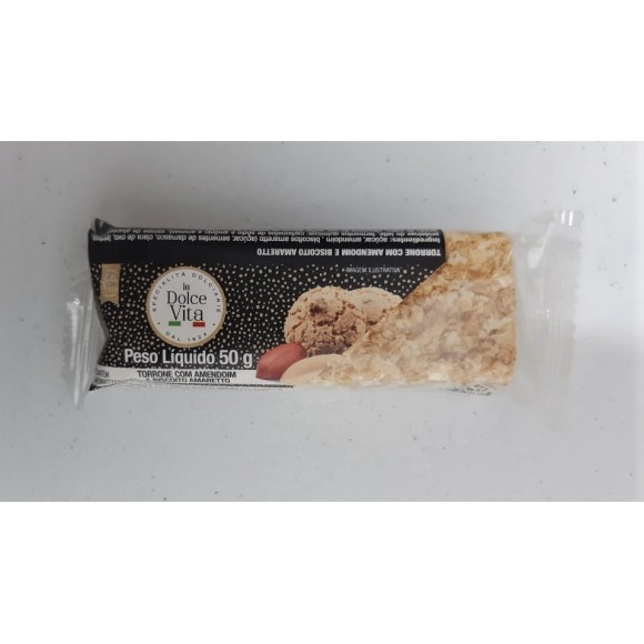 TORRONE COM AMENDOIM  E BISCOITO AMARETTO LA DOLCE VITE 50G