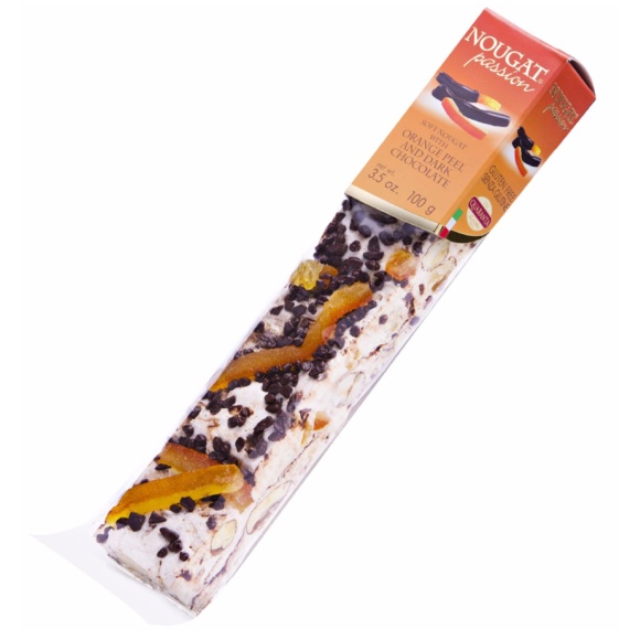 TORRONE COM CHOCOLATE AMARGO E LARANJA CRISTALIZADA QUARANTA 100G