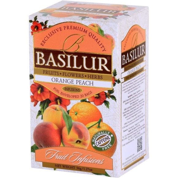 CHÁ BASILUR - SABORES LARANJA E PÊSSEGO 45G (25 SACHÊS)